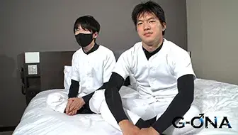 筋肉質なノンケ大学生と可愛い系21歳大学生がホテルで野球コス生H♂-2