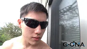 ガチカップルのSEX中にゴーグルマンが乱入!何でもありの3P生SEX!-4