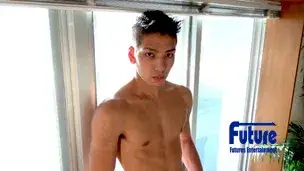 衝撃!!大人気のあの超イケメン男子がまさかのセルフ顔射に初挑戦!!飛び散るザーメンは必見!!!-1