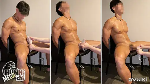 超巨根の高身長＆超S級極上筋肉爽やかイケメンアスリートがノーハンド射精!拘束して身動きとれずに悶絶姿はエロすぎます!!-3
