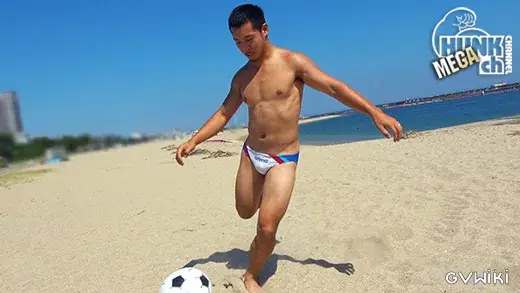 真夏の競パンファック!!ハンクに鮮烈デビュー!!髭イケメン筋肉ノンケの一仁(かずひと)24歳!! 大人気モデル武生(たけお)のデカマラで激掘りされる!!-3