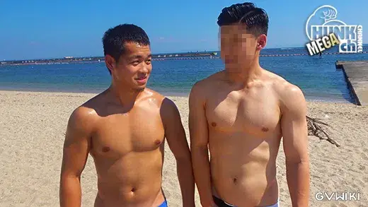 真夏の競パンファック!!ハンクに鮮烈デビュー!!髭イケメン筋肉ノンケの一仁(かずひと)24歳!! 大人気モデル武生(たけお)のデカマラで激掘りされる!!-2
