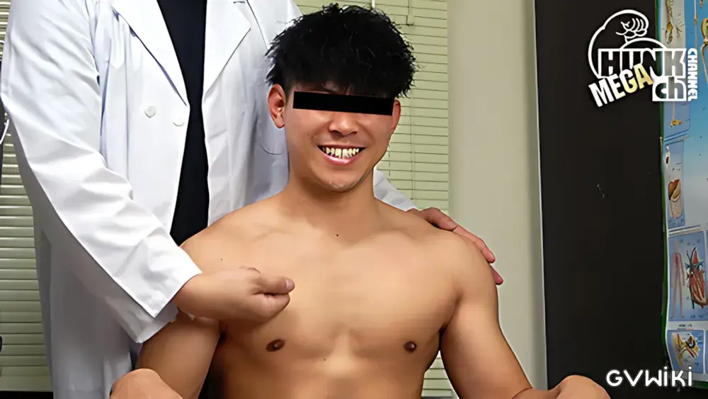 筋肉ノンケをわいせつ検査!!カルテNo.102 大矢(だいや)くん24歳!!初の男のフェラにガチガチ勃起、アナルも感度良しな男前水球マッチョくんの診断結果は!!?-1
