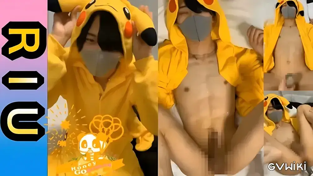 あの美青年大人気クリエイターRIUくんがコスプレ姿でシコシコぶっ飛び咥えイキ!!-1